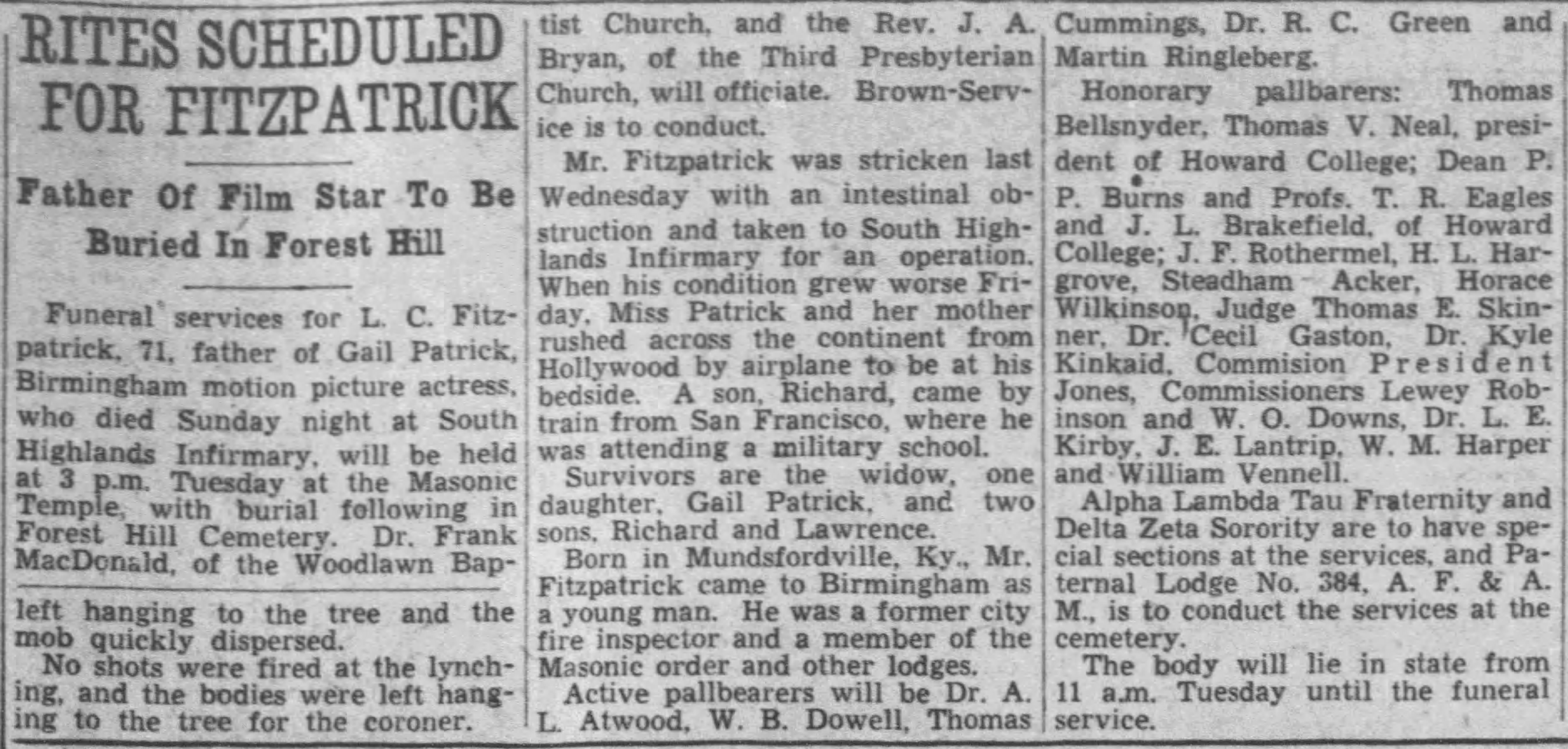 L.C. Fitzpatrick obituary